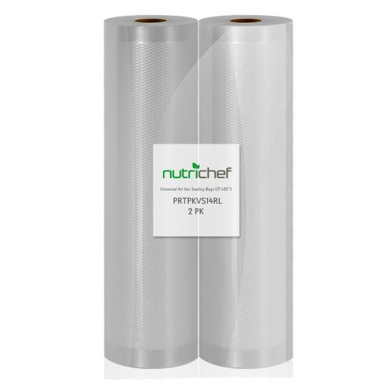 Vacuum Food Sealer Bags 2 x 50ft Rolls 11 Inch Wide Sous Vide Freezer Storage